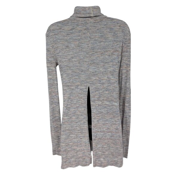 We The People Turtleneck Top Size XS Ribbed Knit Tunic Slit Back Minimalist Cozy - Picture 1 of 7